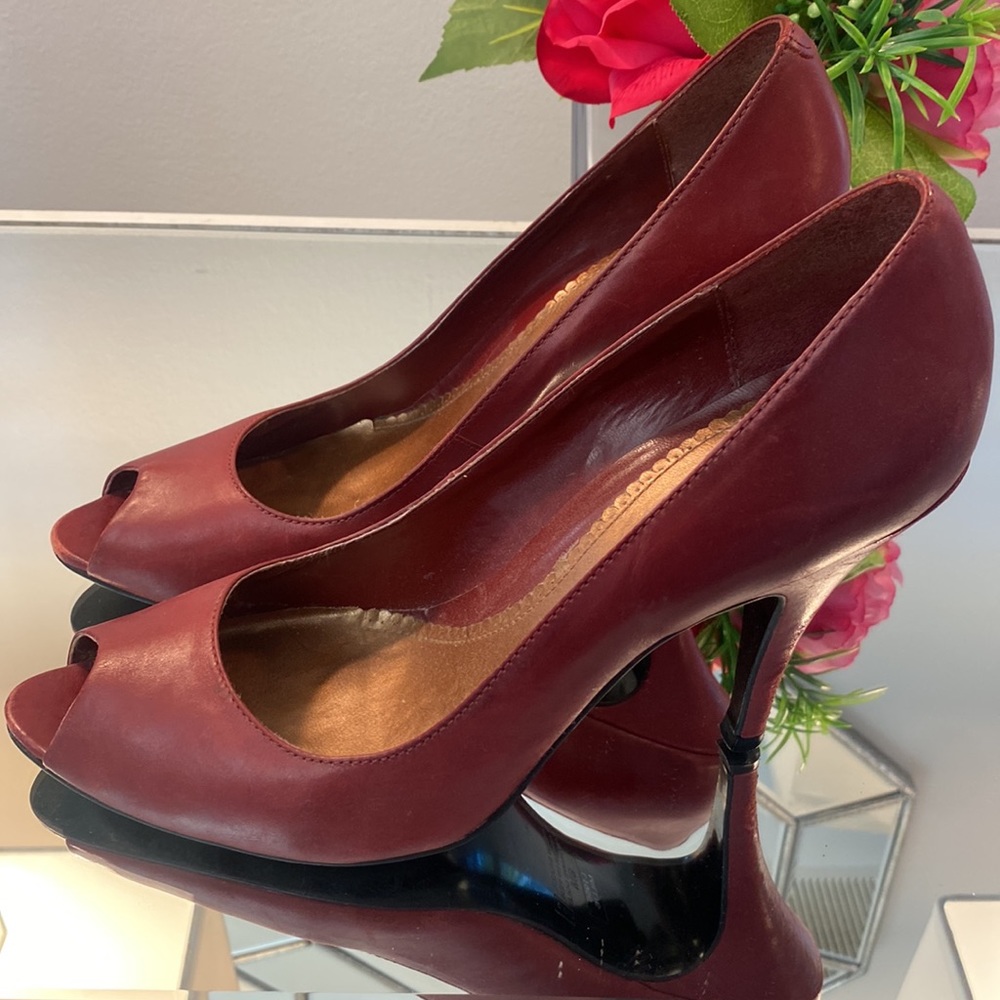 Red Leather Heels - Picture 2 of 6